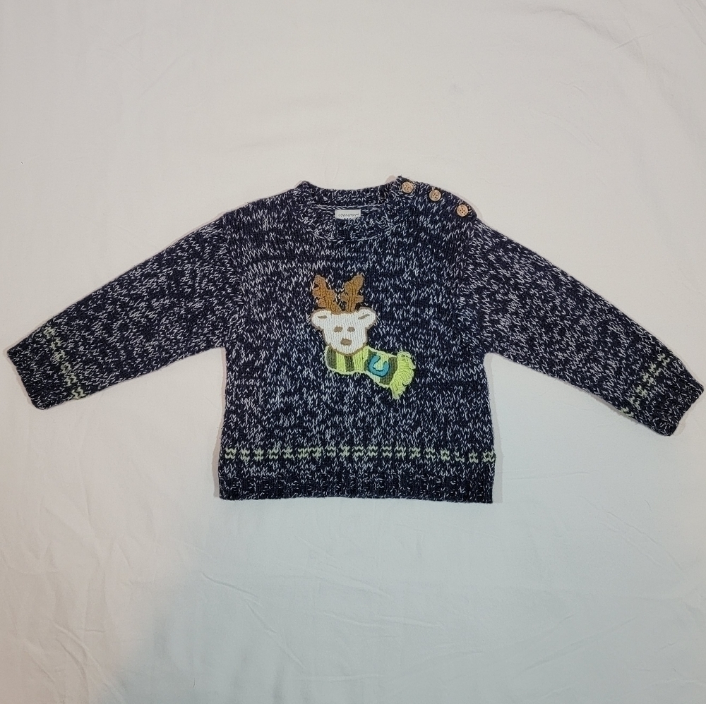COVINGTON Reindeer Winter Baby Sweater Dark Blue and White Size 24 Months